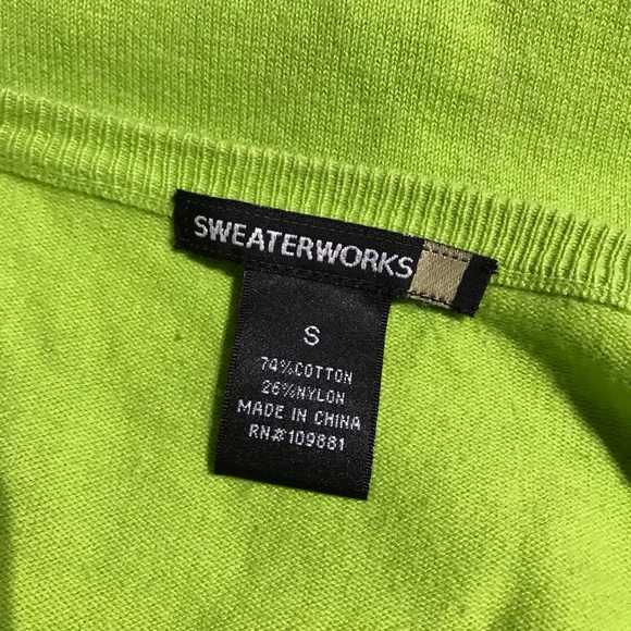 Lime Green Button Down Cardigan with Exaggerated Ruffles - Picture 2 of 5